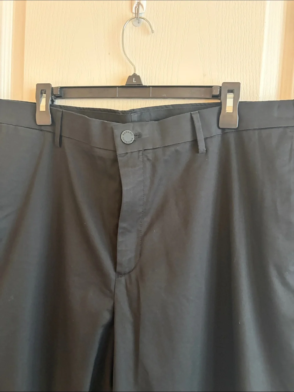 Banana Republic Men's Black Flat Front Dress Pants Slim Fit 42x32 EUC